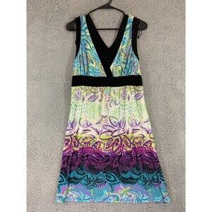 Women's Sun Dress by Wrapper - Floral Paisley Tie-Dye Adjustable Waist Stretch